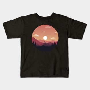 Wolf at Sunset Kids T-Shirt